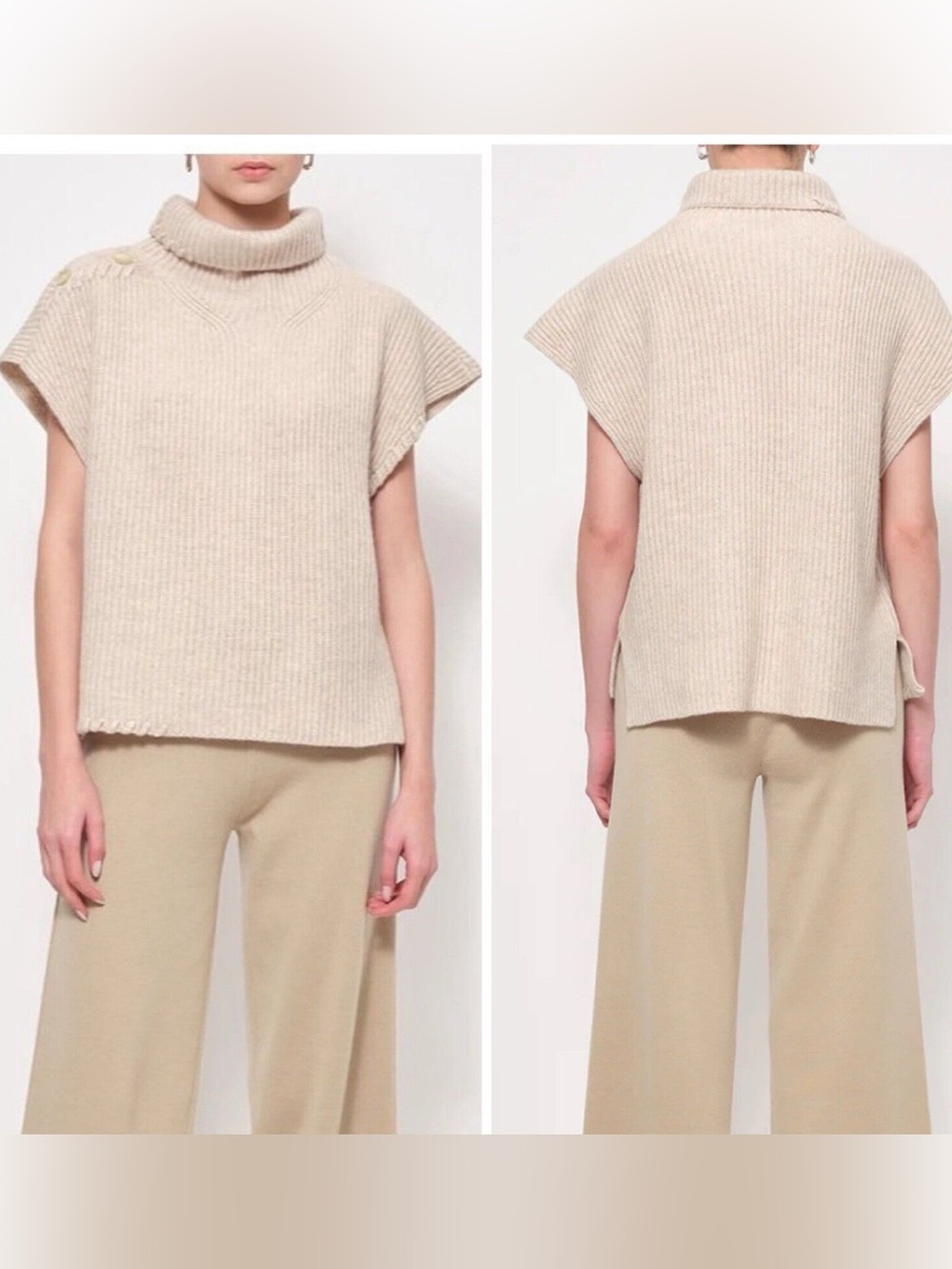 Jonathan SIMKHAI Winona Recycled Cashmere Pullover in Sand